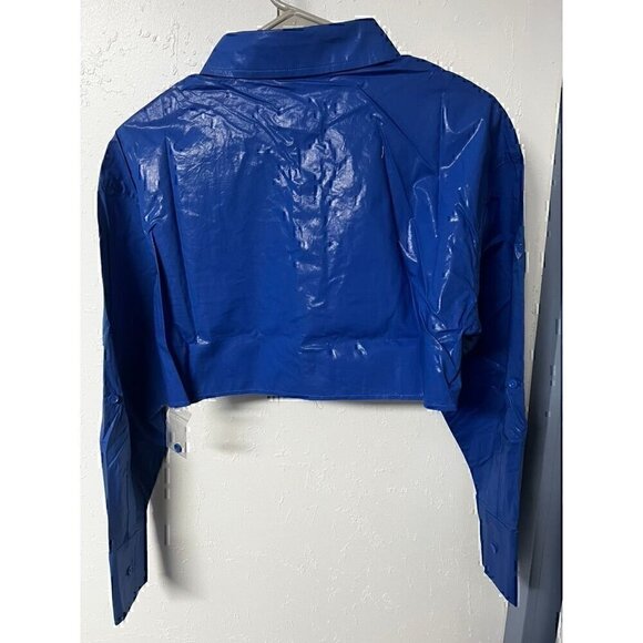 SER.O.YA CHI WAX COATED CROP TOP, 5 BOTTON DOWN, LONG SLEEVE, SUPER CROP, SMALL - Picture 10 of 12